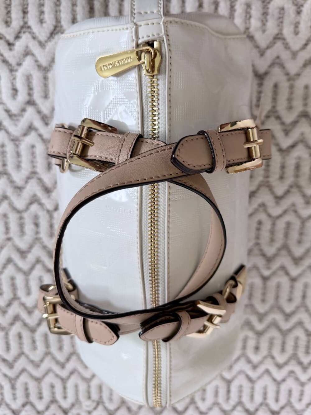 Michael Kors Grayson White & Gold Satchel - Picture 8 of 16